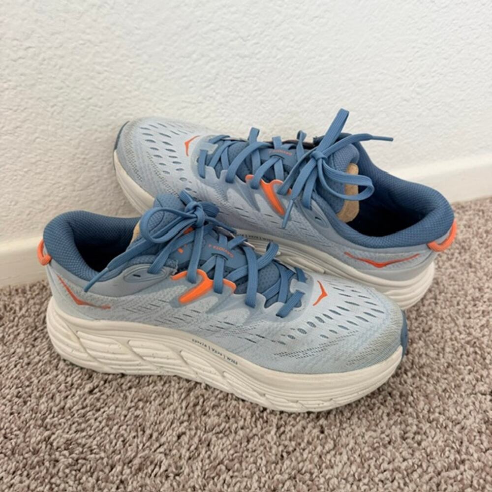 HOKA ONE ONE W Gaviota 4 Running Shoes Blue Fog/ Plein Air Cushioned Women 8.5B